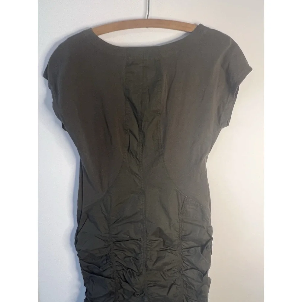 Wearables XCVI Dress Women M Ruched Cotton Stretch Boho Capsule Lagenlook Green